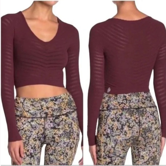 Free People Movement Gone Adrift Seamless Long Sleeve Red Night New Medi… - Picture 1 of 8